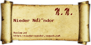 Nieder Nándor névjegykártya